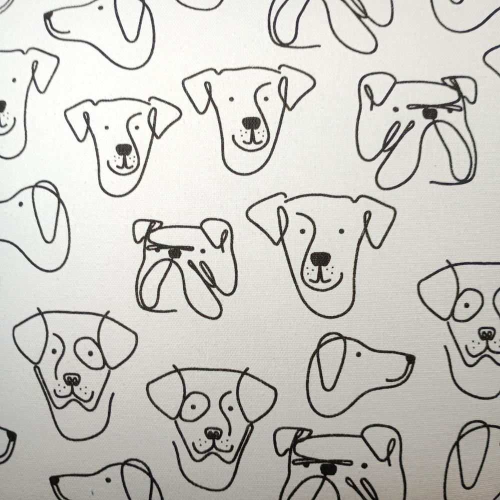 Dog Print Throw Pillow Black White Sketch Pattern with Red Trim 18x18 Home Decor